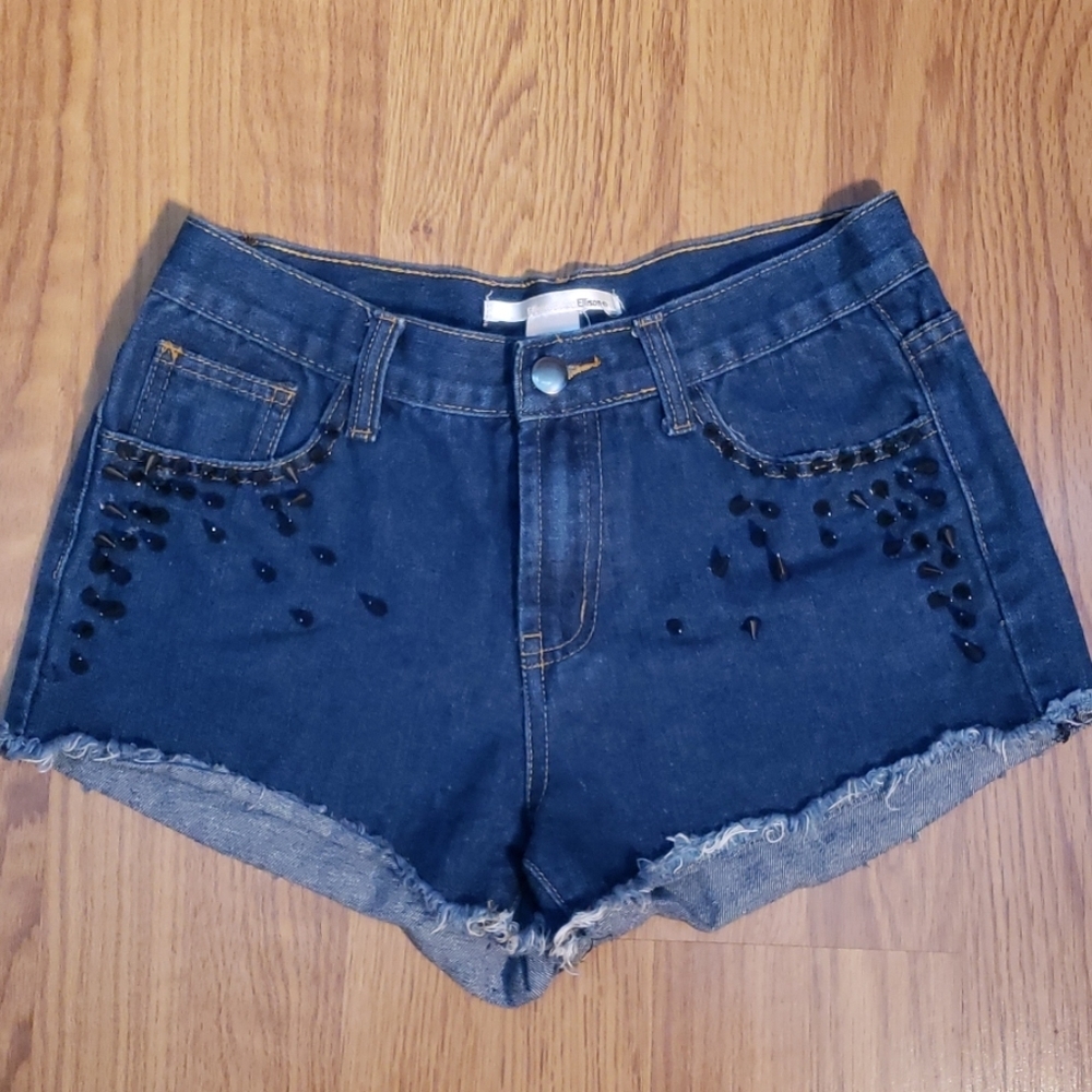Ellison High Waist Spiked Studded denim shorts size medium